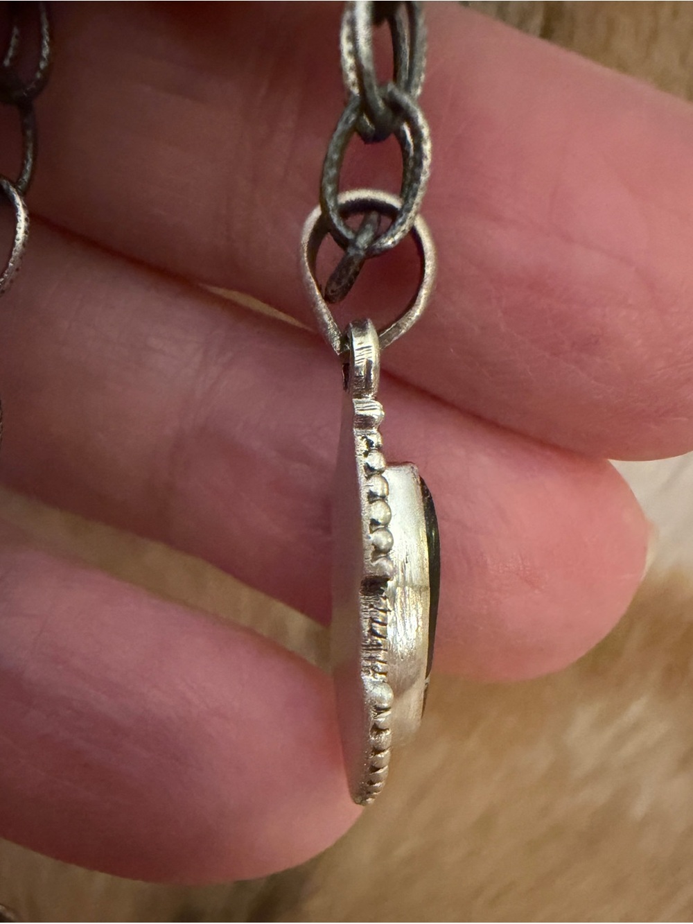 ❤️ Black Jack Turquoise MarquisePendant Navajo Style Sterling 925 Unisex 1.03”L - Picture 9 of 13